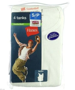 HANEs~NWT 4-Pack ~WHite Ribbed TANK~MUSCLE Shirt Underwear~Youth XL 18~FreeSH - Picture 1 of 2