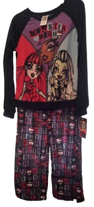 Monster High Girls Size L 10-12 Pajama Set Long Sleeve Pants Multi Color Mattel - Picture 1 of 10