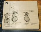 House Mouse, Ruler & Pencil,stampa Rosa,rubber Stamp,(C22) 