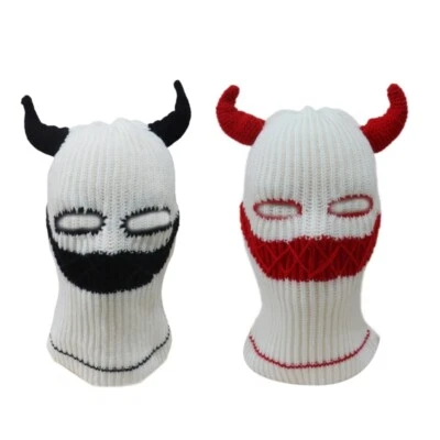 Crochet Hooded Hat Devil Clown Hat Funny Handmade Clown Hat Comfortable Hat - Image 1 of 4