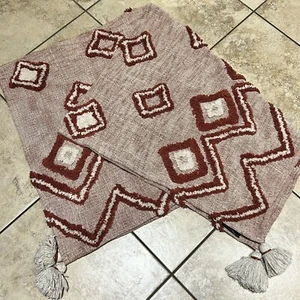 Rachel Zoe Throw Blanket 100% Cotton Decorative Boho Style Size 50” X 60” Orange - Picture 1 of 5