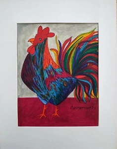 Acryl Gemälde auf Leinwand 9 x 12 Zoll gerahmt - Hahn - Bild 1 von 1