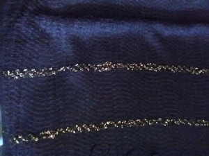 #105 HANDWOVEN 70" x 30" BLACK WANDERING VINE DESIGNER W/ METALLIC GOLD STRIPE - Picture 1 of 3