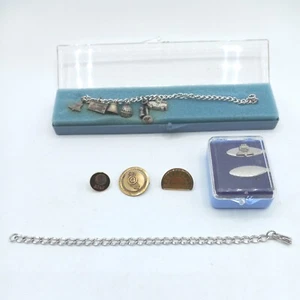 Vintage Award Pins and Charm Bracelets Sterling Silver Gold Fill Charms - Picture 1 of 14