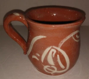 Studio Hobbyist Redware Glazed Pottery Mug Folk Art Signed Mary Walter 1959 Cool - Picture 1 of 9