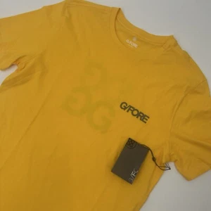NWT G/Fore Golf Yellow Spell Out Logo T-Shirt Tee Size Small - Picture 1 of 4