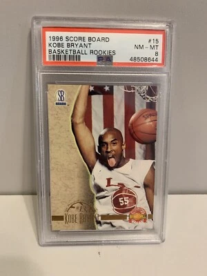 1996-97 Scoreboard #15 Kobe Bryant RC Rookie HOF  BK PSA 8 Lakers NBA - Image 1 of 3