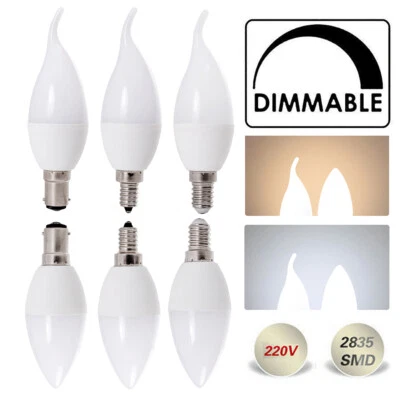 Dimmable 5W 220V E14 E12 B15 LED Chandelier Candle Flame Shape Light Bulb Lamps - Image 1 of 4