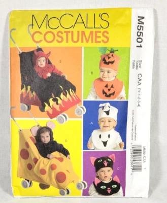 McCalls Baby Toddler Halloween Costume Patterns Ghost Pumpkin Cat Mouse Devil - Image 1 of 3