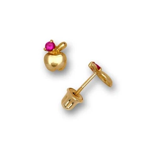 14K Gelbgold kleine kleine apfelförmige hübsche Ohrstecker für Mädchen - Bild 1 von 1