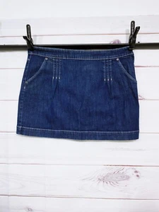 Elle Womens Denim Skirt Size 16 Blue Pockets Pleated Side Zip - Picture 1 of 7