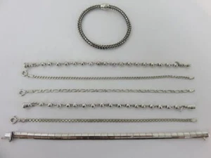 Lotto 7pz Bracciali Milor Argento Sterling 7" Catene Chiusura Magnetica Italia 50 grammi - Foto 1 di 15