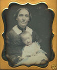 Antique Fine Daguerreotype 6Th Red Necklace Omen Cute Baby Mother Excellent Cond