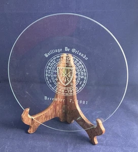 Plato de vidrio Chaine des Rotisseurs Baillage De Orlando 8" 7 de diciembre 1991 FL comida vino - Imagen 1 de 6