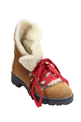 Botas de combate de cuero con cordones forradas de piel sintética J Crew para mujer zapatos marrón talla 6M Foto 1 de 4