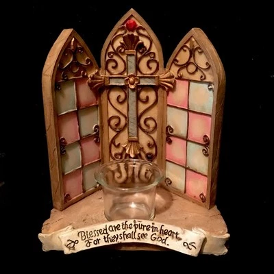 Candelabro de colección vitral catedral iglesia ventana verso inspirador Foto 1 de 4