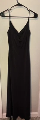 Винтажный черный галстук Олег Cassini платье бисером черный без рукавов длина пола - Изображение 1 из 4