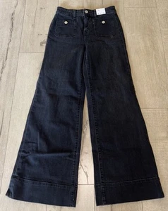 Pantalone denim J.Crew 1996 elasticizzato nero taglia 24 Petite CE749 nuovo con etichette - Foto 1 di 6