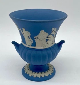 Vintage Wedgwood Jasperware Dark Blue Grecian Urn Vase Toothpick England 1970's - Picture 1 of 8