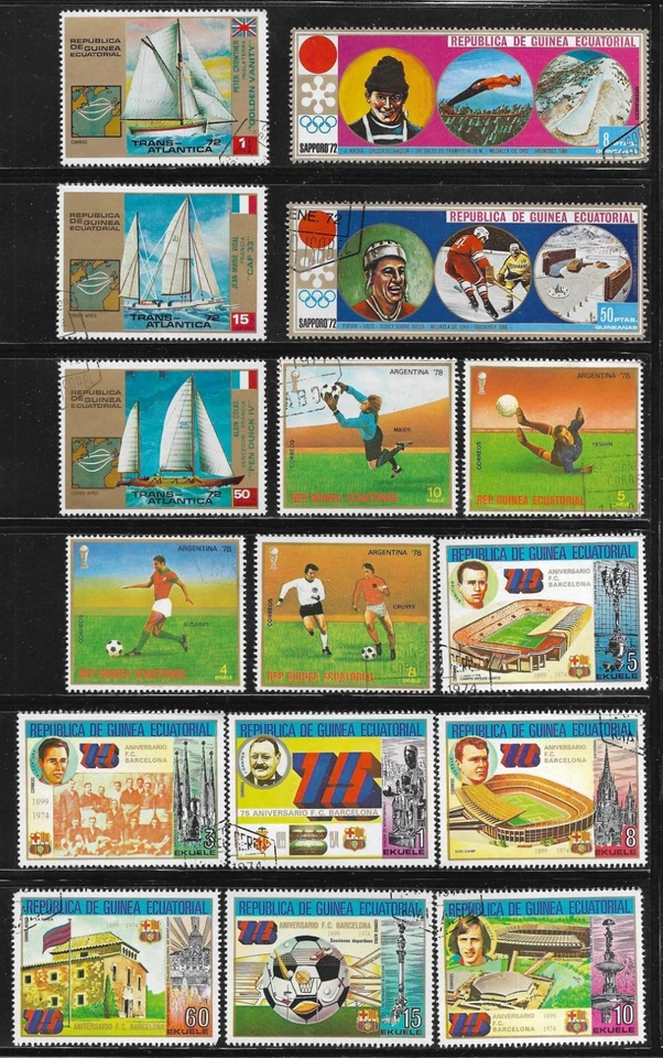 Equatorial Guinea Africa Packet of 16 Stamps Country Collection used Sports - Image 1 of 1