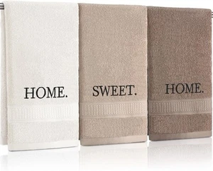 3 Pcs Farmhouse Decorative Hand Towels for Bathroom and Kitchen Rustic Brown  - Picture 1 of 6