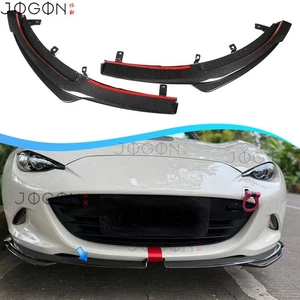 MX-5 Real Carbon Front Spoiler Lip Splitters For Mazda MX-5 Miata MX5 ND 2016-24 - Picture 1 of 13