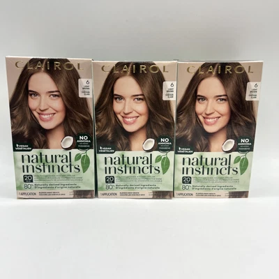 Clairol Natural Instincts Hair Color, 6 Light Brown, All Natural 3 Pack - Image 1 of 4