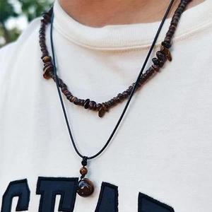 Earthy Colors Boho Necklace Adjustable Coconut Shell Necklace - Picture 1 of 6
