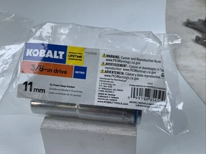 KOBALT 337819, 11mm 3/8 Drive Deep 12pt Metric Socket-Blue Stripe-Store Pkging - Picture 1 of 5