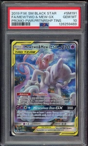 2019 Pokemon Sun & Moon Black Star Promo #SM191 Full Art/MewTwo & Mew GX PSA 10! - Picture 1 of 2