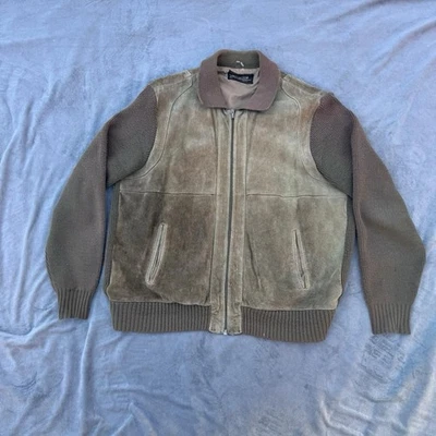 Vintage Tan Sears Sportswear Suede and knit sweater jacket   Size: Large - Image 1 of 4