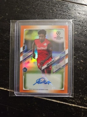 2020-21 Topps Chrome /25 Karim Adeyemi Orange Refractor Auto RC Sp Dortmund  - Image 1 of 2