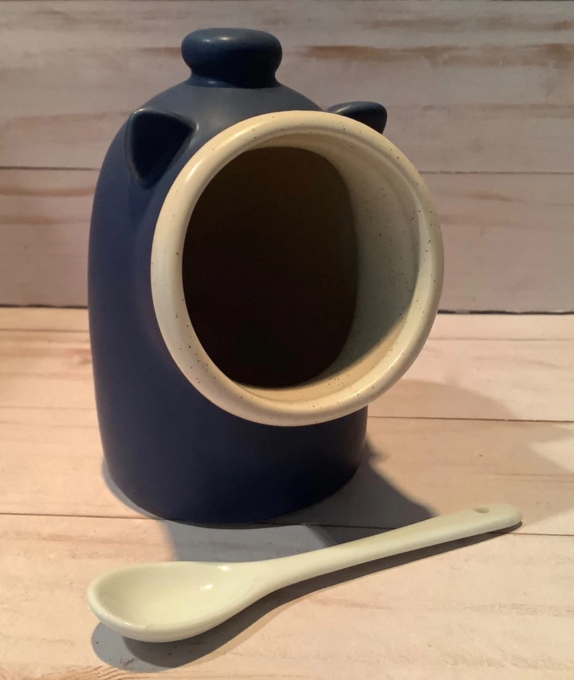 Cerdo de sal de cerámica azul internacional con cuchara RSVP Foto 1 de 4