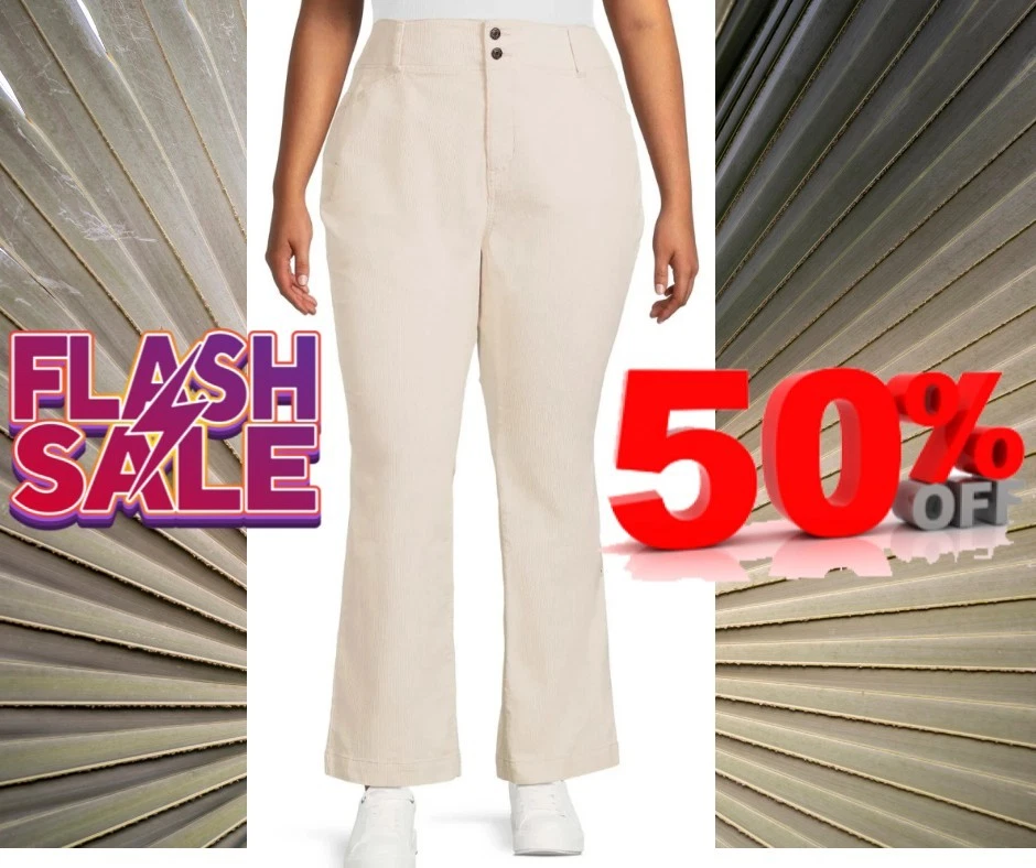 Terra and Sky Women's Plus Corduroy Jeans Size 26W Ivory High Rise.