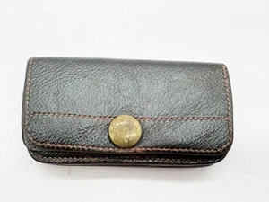 PORTAMONETE VINTAGE PELLE NERA OTTONE BOTTONE A PRESSIONE STILE FISARMONICA INTERNO - Foto 1 di 8
