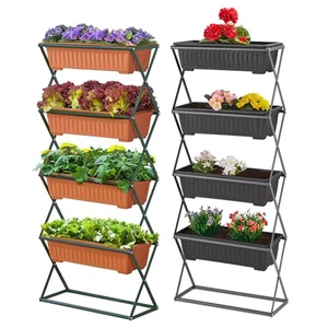 Neu 4 Ebenen Vertikal Garten Beet Pflanzkästen Gemüse Blumen Kräuter Grow Box - Bild 1 von 15