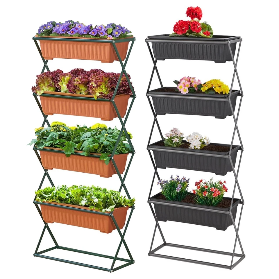 4 Tier Vertical Garden Planter for Flowers Herbs Grow Box with Removable Trays - Image 1 of 1