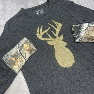 Legendäres Whitetails Damen M Huntress Rundhals Thermo Shirt Gold Glitzer Buck - Bild 1 von 12