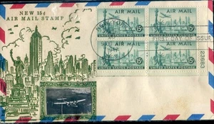 FDC - SCOTT C35 - LUFTPOSTPLATTENBLOCK - EINZIGARTIGES GÜTESIEGEL - 1947 - Bild 1 von 2