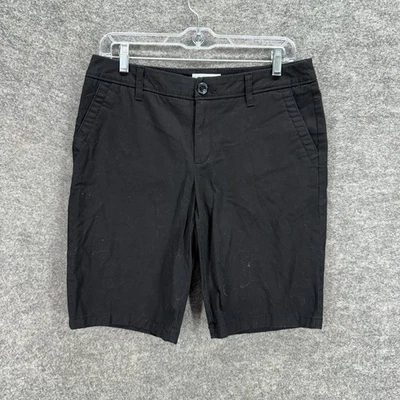 Liz Claiborne Shorts Women 6 Black Mid Rise Classic Chino Pockets Cotton Casual - Image 1 of 4