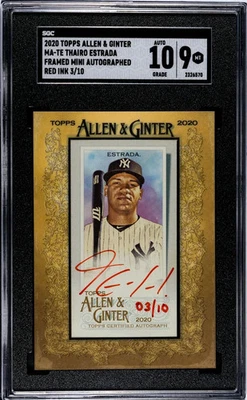 Thairo Estrada 2020 Topps Allen & Ginter Mini Frame Auto Red Ink /10 SGC 10/9 - Image 1 of 2