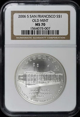 2006 S SAN FRANCISCO Modern Commemorative OLD MINT S$1 NGC MS70 - Image 1 of 2