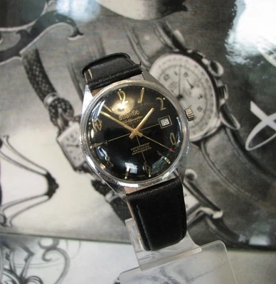 De colección Bonito Reloj ATLANTIC Worldmaster Original Fecha 17 Joyas GRANDE Suizo 70 Foto 1 de 4