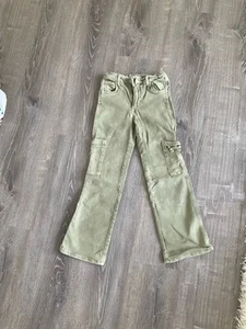 Zara Jeans Girls 10 Black Cargo Flare Denim Stretch - Picture 1 of 10