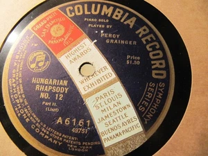 1920 Australian PERCY GRAINGER Piano LISZT HUNGARIAN RHAPSODY 12 Columbia A6161 - Picture 1 of 2