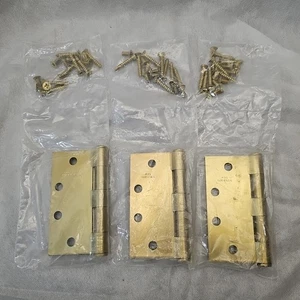 Bisagras de puerta Stanley Hardware F179 acero latón acabado satinado 4"X4.5" con tornillos 3PK - Imagen 1 de 6