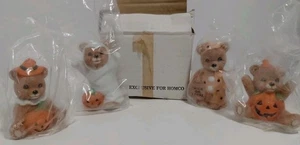 VINTAGE HOMCO 5311 TRICK OR TREAT 3" BEAR FIGURINE SET OF 4  - Picture 1 of 11