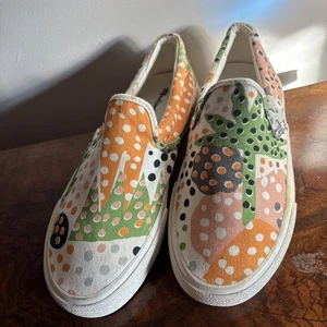 Madewell 8W Canvas Sneaker Slipper Weiß Gummisohle Palmen Punkte Farben Neu - Bild 1 von 10