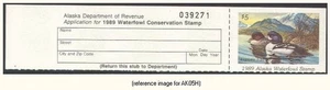 HALFPRICEDUCK Alaska Duck Stamp 1989 $5.00 Hunter w/tab - Picture 1 of 1