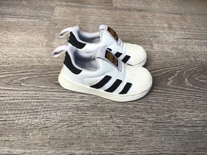 Adidas Original Baby Size 5.5K 5.5 Boys Superstar 360 Sneakers White Black - Picture 1 of 12